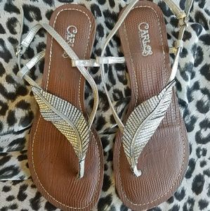 Silver feather sandals